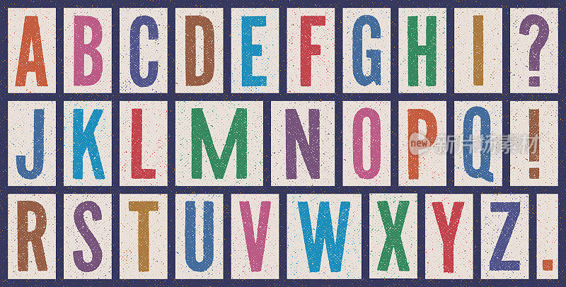 彩色印刷字母卡- v2